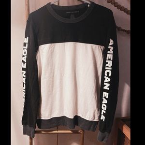American Eagle Outfitters Men's Long SleeveHeavy
Knit Tee, Black/White Size S